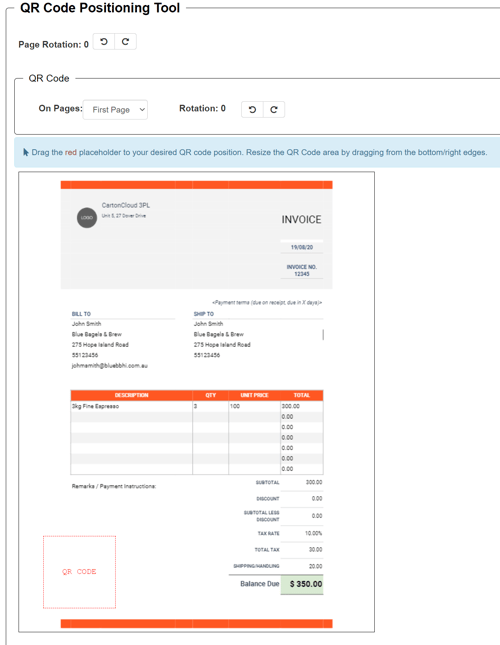 CC QR code on consignment