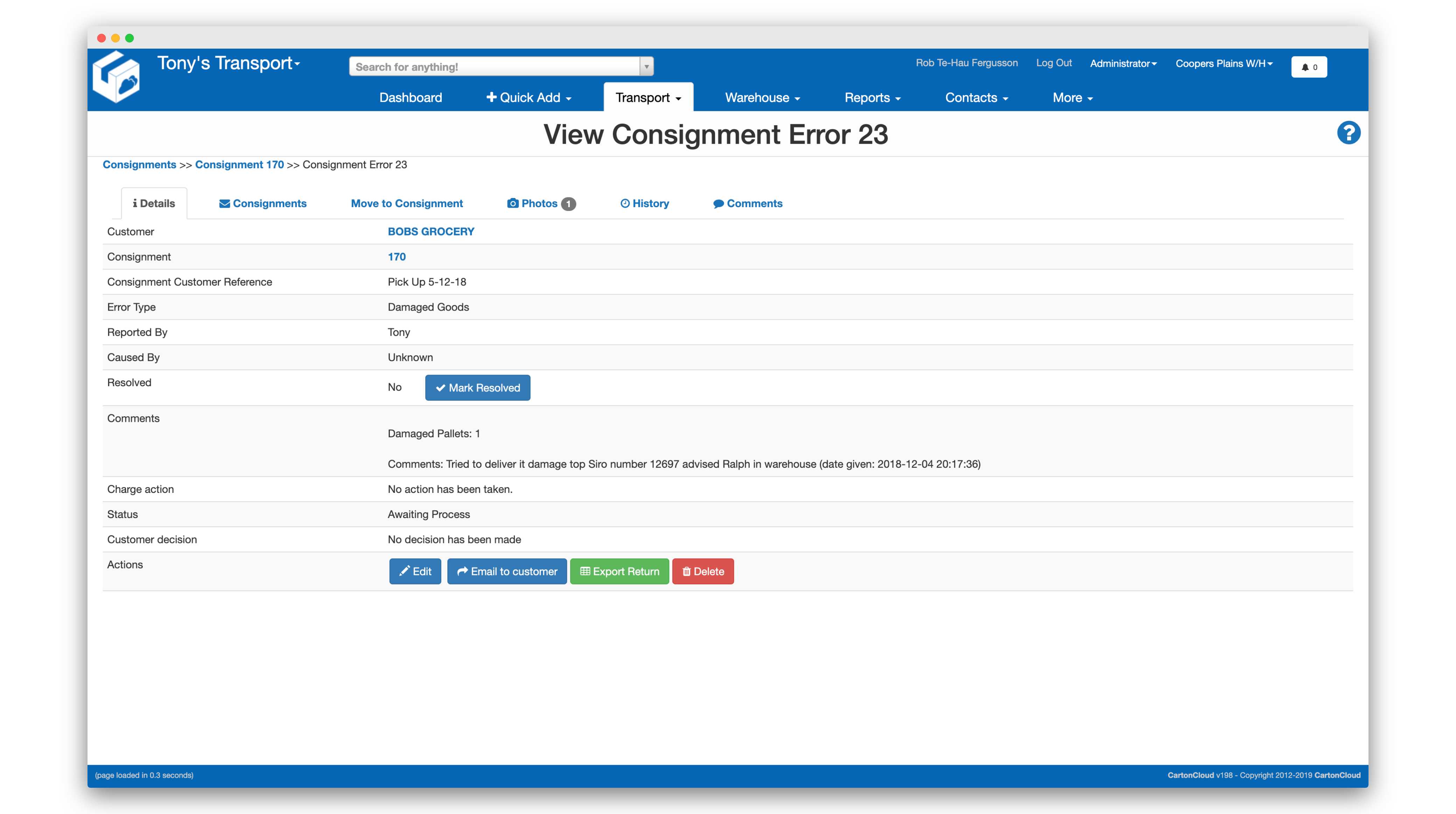Consignment Errors 2