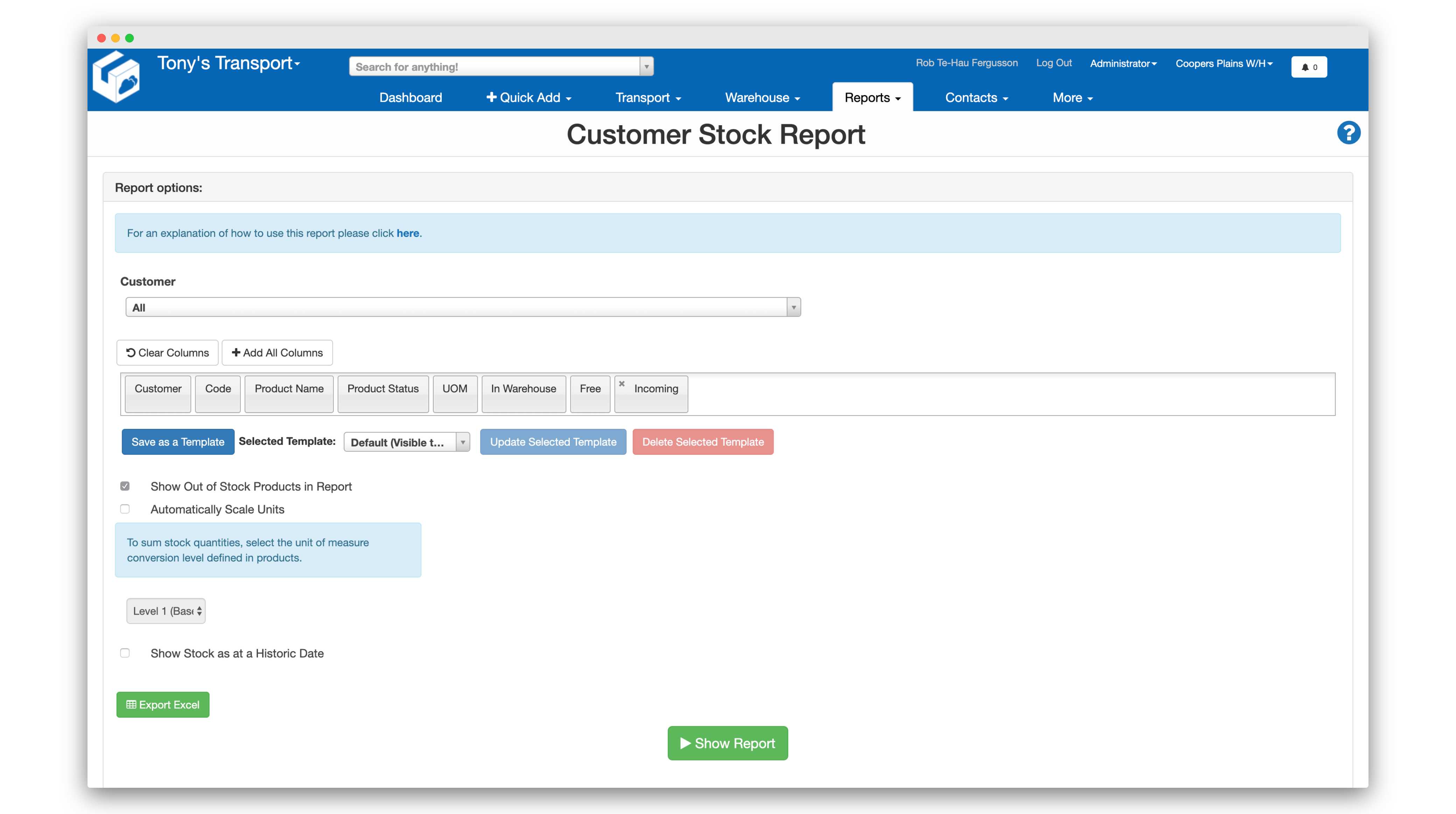 Customer_Stock_Report