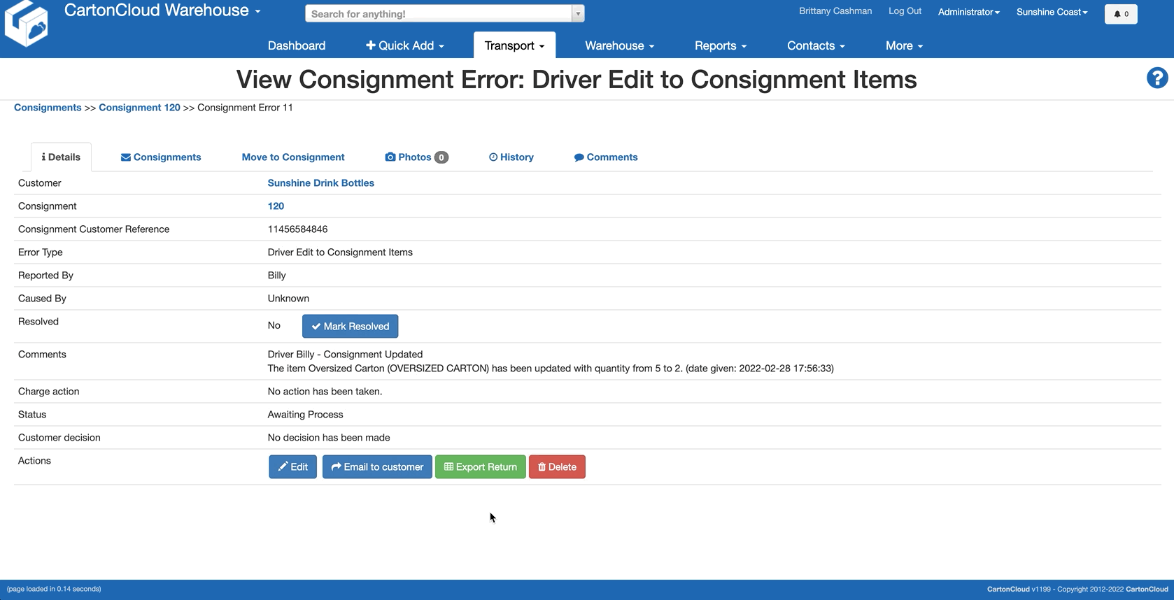 email error to customer